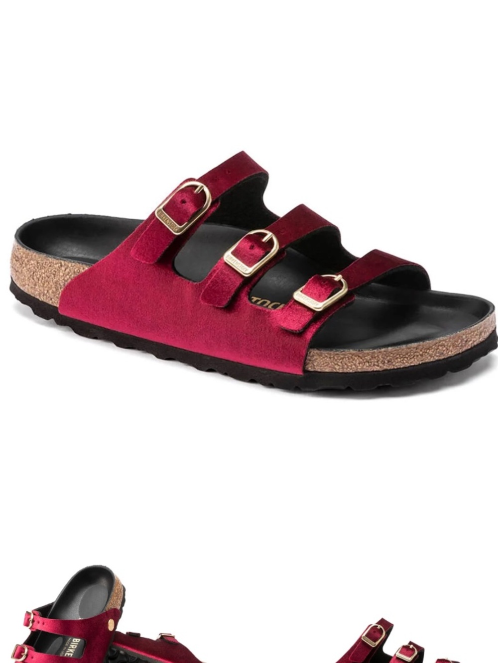 Birkenstock Florida fresh maroon velvet sandals size 36 Maroon
